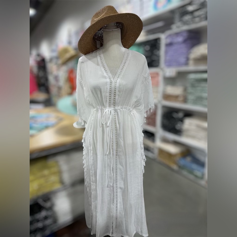 NEW! WHITE BEACH PULL OVER COVER UP KIMONO